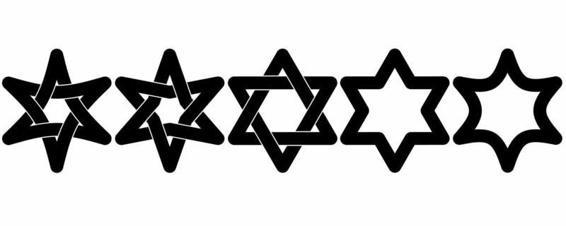 six pointed star set isolated on white background.star of David sign