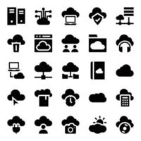 Glyph icons for cloud computing. vector