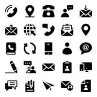 Glyph icons for contact us. vector