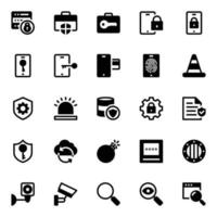 Glyph icons for crime and security. vector