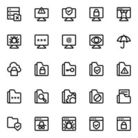 Outline icons for cyber security. vector