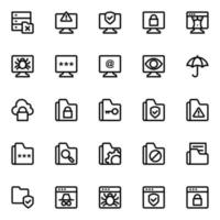 contorno íconos para ciber seguridad. vector
