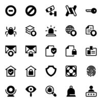 Glyph icons for cyber security. vector