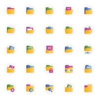 Gradient color icons for File and folder. vector