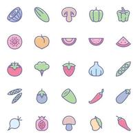 Filled color outline icons for Food. vector