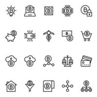 Outline icons for bitcoins. vector