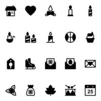 Glyph icons for Christmas and easter. vector