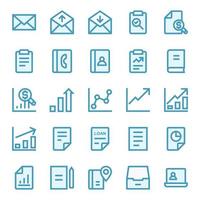 Filled blue outline icons for Business management and growth. vector