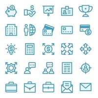 Filled blue outline icons for Business management and growth. vector