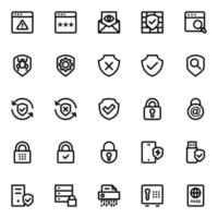 Outline icons for cyber security. vector