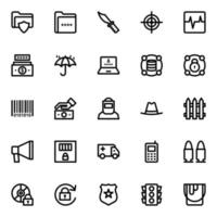 Outline icons for crime and security. vector