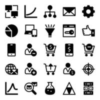 Glyph icons for data analytics. vector