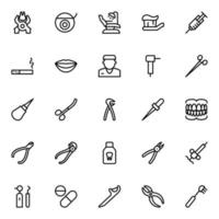 Outline icons set dental. vector