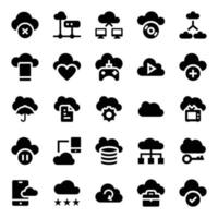 Glyph icons for cloud computing. vector