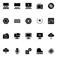 Glyph icons for cinema. vector