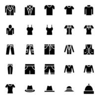 Glyph icons for clothes. vector