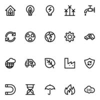 Outline icons for Ecology and environment. vector