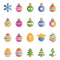 Gradient color icons for Christmas and easter. vector