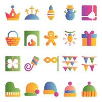 Gradient color icons for Christmas and easter. vector