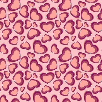 Seamless pattern with hearts in flat technique vector