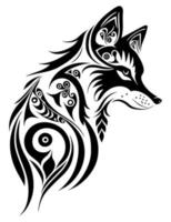 Fox head silhouette digital art with curved sharp lines and circles Fully editable and scalable design