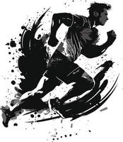 Running athlete guy with grunge and textured soil dust in the air Fully editable and scalable vector
