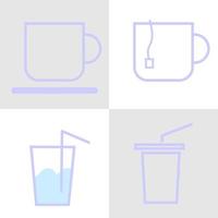 Set drink icon soft color flat design vector