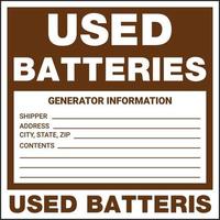 Container Hazardous Standard Label Marking Used Batteries vector