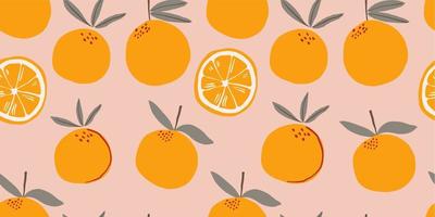 Vector seamless pattern with mandarins. Trendy hand drawn textures. Modern abstract design for paper, cover, fabric, interior decor and other users