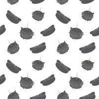 Seamless pattern of Grayscale image of a hamburger on a skewer and a hot dog. Fast Food. Happy hamburger day vector