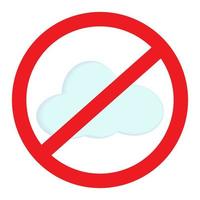 Cloud in 3d style under the prohibition sign. Sticker. Icon. Isolate. Seasons change. Springtime vector