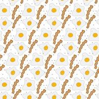 Appetizing Scrambled eggs and bacon with spices. Seamless pattern for the day of the eggs. Fast food vector