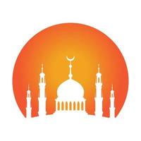 mosque and sunset logo islamic religion place of worship dome  vector icon symbol illustration design