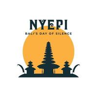 Happy Nyepi Day  Hinduism  Happy Bali's Day of Silence  temple  vector illustration background