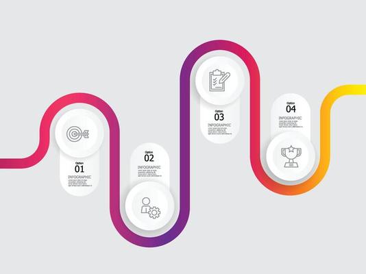 horizontal timeline infographic element report background with business icon 4 steps vector illustration