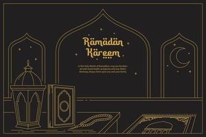 Ramadán Kareem, santo mes Ramadán celebracion vector línea Arte estilo para bandera, volantes, póster y saludo tarjeta