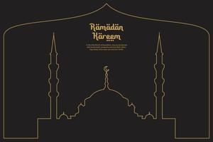 Ramadan kareem, holy month ramadan celebration vector mosque art line style design for flyer poster banner and greeting card