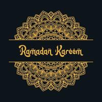 hermosa Ramadán kareem tarjeta ornamento con mándala circulo geométrico elementos en oscuro antecedentes vector