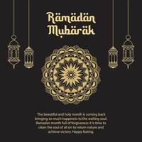 Ramadán Mubarak saludo tarjeta, invitación, póster, bandera. vector ilustración