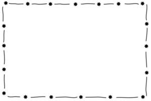 Vector - Cute border. Black line with mini flower on white background. Can be use for any card, print, paper, web, banner, brochure. Copy space for any text design.