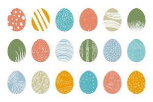 Easter egg collection decorated with Scandinavian style patterns, ornaments and textures. Coloured flat style painted eggs vector