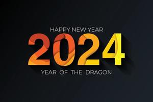 2024 vector orange and yellow paper cut on dark background. 2024 vector concept. Festive numbers design. Year of the dragon. Lettering 2024 vector concept EPS 10