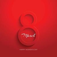 International Women's Day number 8 symbol in red embossed on a red background. greeting card paper cut for your design. vector illustration