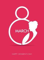 Creative design for International Women's Day on March 8th with the number 8 and the female head symbol on a red background. Vector illustrator