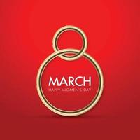 8 marzo internacional De las mujeres día saludo tarjeta - dorado número 8 en un rojo antecedentes . vector ilustración