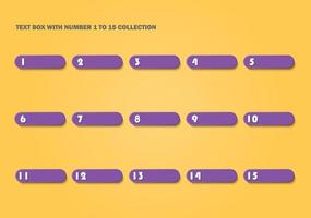 Bullet with number collection. Numbers from 1 to 15. Infographic buttons and points. Design easy to edit . Vector eps10.