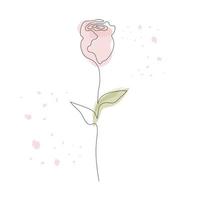 Hand drawn rose flower continuous one line art. Minimalist contour drawing monoline pastel rose. Isolated on white background. vector