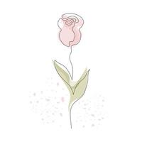 Hand drawn rose flower continuous one line art. Minimalist contour drawing monoline pastel rose. Isolated on white background. vector