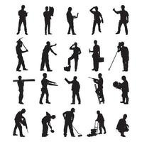 Set contractor silhouette vector illustration.