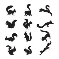 Set squirrel silhouette vector illustration.